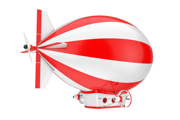 Poster - Red and White Toy Cartoon Airship Dirigible Balloon. 3d Rendering