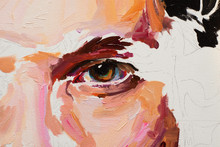 Painting Male Portrait Oil On Canvas In Process
