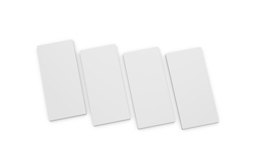 Wall Mural - White slim cardboard box template for chocolate, crayons, pencils. Mock up template on isolated white background, 3d illustration