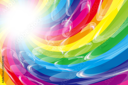 背景素材壁紙 イラスト 楽しいパーティー 虹色 渦巻き シャボン玉 放射光 輝き 無料 フリーサイズ Stock Vector Adobe Stock