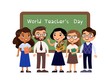 © Nizova Tina - World teachers day greeting flat vector illustration