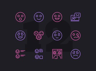 Poster - Emotions line icon set. Set of line icons on white background. Internet concept. Smile, angry, chat bot. Vector illustration can be used for web, forum, internet