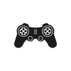 Poster - joystick black icon on white background, vector