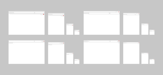 Poster - Set of web interface templates for different devices. Screen, digital device, site, window, mockups. Internet technologies concept. Vector illustration can be used for presentation slide, web design