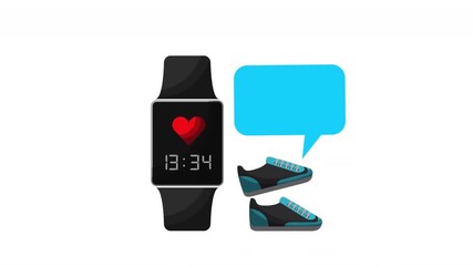 Poster - healthy lifestyle with smartwatch animation