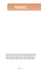 Poster - Hello page mockup for mobile interface template with right beige header, sample text. Mobile, screen, webpage. Internet technologies concept. Vector illustration can be used for slide, web design