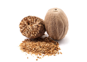 Wall Mural - nutmeg isolated on white background