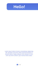 Poster - Hello page mockup for mobile interface template with right indigo header, sample text. Mobile, screen, webpage. Internet technologies concept. Vector illustration can be used for slide, web design