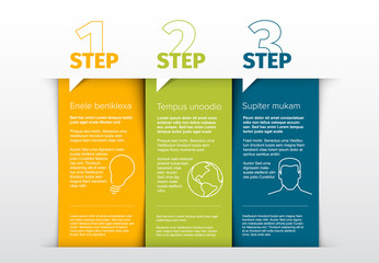 Poster - vector instrucions table with three steps template