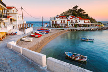 Picturesque Kokkari Village On Samos Island, Greece.