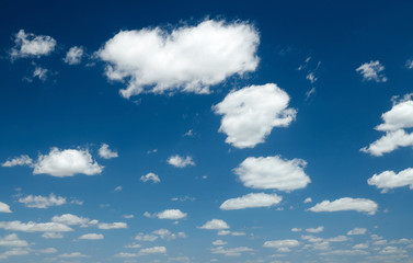 Bright beautiful blue sky with clouds for background or texture