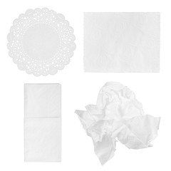 Wall Mural - Lacy white paper napkin isolated on white background