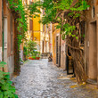 Cozy street in Trastevere, Rome, Italy, Europe.