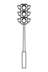 Poster - Traffic light semaphore isolated cartoon in black and white