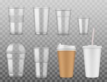 Disposable Paper Or Plastic Cups Isolated Icons