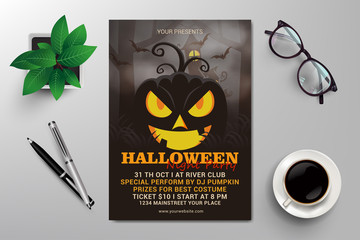 Wall Mural - halloween party flyer template vector