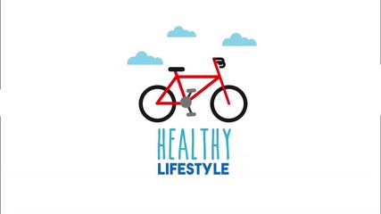 Wall Mural - healthy lifestyle with bicycle animation