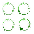 Reduce Reuse Recycle vector logo set on a white background. Three Rs in flat icon design. 