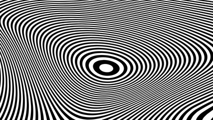 Poster - Black and white hallucination. Optical illusion. Twisted illustration. Abstract futuristic background of stripes. Dynamic wave. Vector.