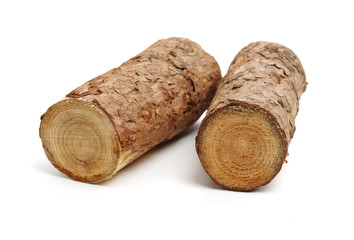 Canvas Print - Pine logs on white background