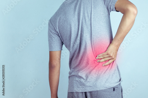 Fotografía man suffering from backache,Lower back pain.