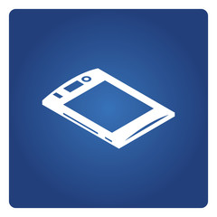 Wall Mural - tablet icon solid isometric design on blue background