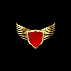 Sticker - shield gold wings elegant logo design