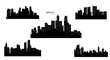 Bundle of 5 City silhouette with black and white background