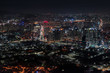 Aerial  view of urban skyscrapersand central city  at night, Seoul, South Korea.