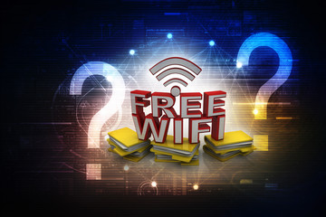 Poster - 3d illustration WiFi symbol with folder