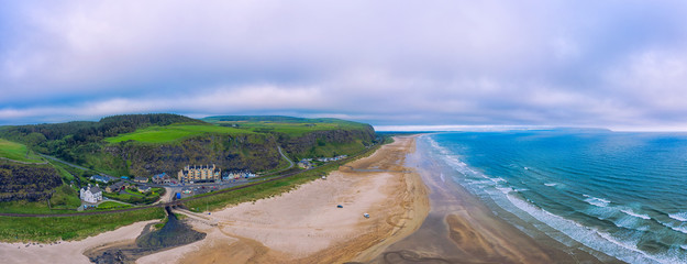 Wall Mural - Drone flight Panorama view of mussenden temple ruin,Northern Ireland