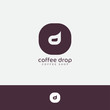 Drop logo. Coffee drop emblem. Letter D in round badge. 