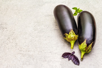 Fresh organic eggplants