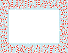 Red And White Holiday Christmas And New Year Flat Candy Canes And Snowfall Square Rectangular Vector Frame