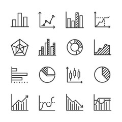 business analitycs vector line icons set