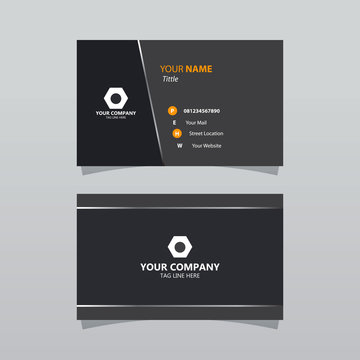 Modern black bussines card template. Elegant composition design with silver effect. Name card easy for printing.