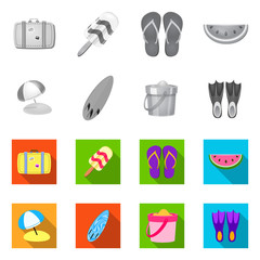 Wall Mural - Isolated object of equipment and swimming sign. Set of equipment and activity stock symbol for web.