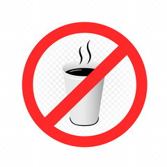 hot drinks in plastic cup prohibition sign