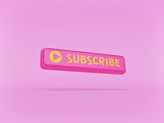 Aufkleber - minimal subscribe button for social media on pastel pink background. 3d rendering