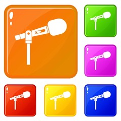 Poster - Microphone icons set collection vector 6 color isolated on white background