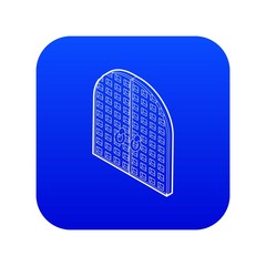Poster - Ancient arched double doors icon blue vector isolated on white background