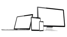 Responsive Web Design Computer Display With Laptop And Tablet Pc With Mobile Phone Isolated