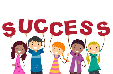 Sticker - Stickman Teens Success Text Illustration