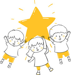 Poster - Kids Hold Shining Star Illustration