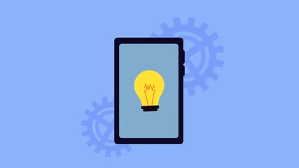 Canvas Print - bulb light with smartphone technology