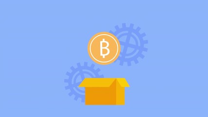 Sticker - bitcoin commerce with box carton animation