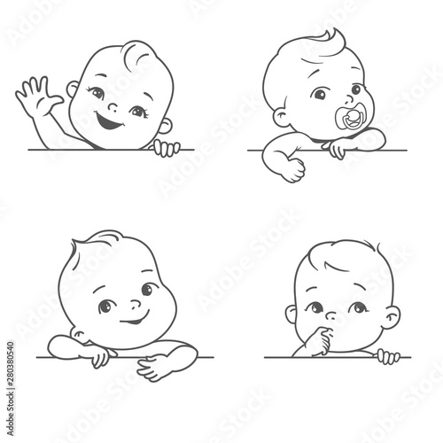 Baby Boy And Girl With Blank Text Frame Template For Logotype Stock Vector Adobe Stock