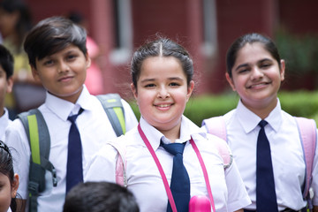 Sticker - Group of schoolboys and schoolgirls at school campus