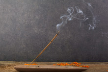 Incense Stick And Smoke From Incense Burning. Beautiful Smoke. Aromatherapy