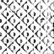 Grunge Abstract Geometric Pattern. Square Black And White Backdrop.